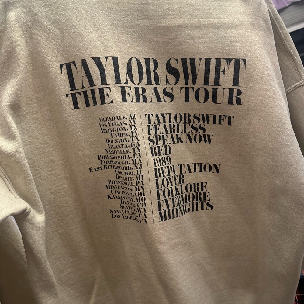 Gildan Beige Taylor Swift The Eras Tour Crew Neck Sweater - Picture 3 of 3